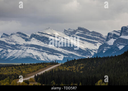 Outlook to the Mountain Range of Kootenay Plains, Alberta, Canada Stock Photo