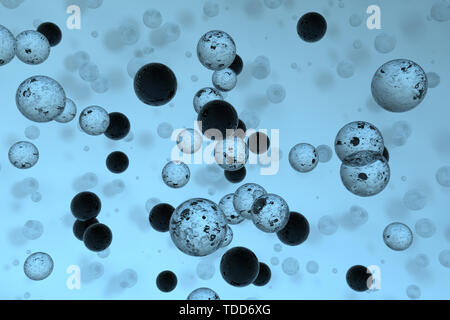 And a light blue background transparent water drops background,3D rendering Stock Photo