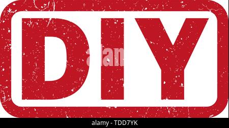 red DIY do it yourself rubber stamp print vector illustration Stock Vector