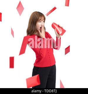 Red envelopes rain beauty on white background Stock Photo
