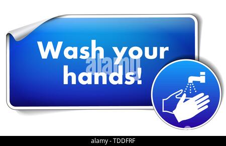 Wash your hands sign isolated on white background Stock Vector