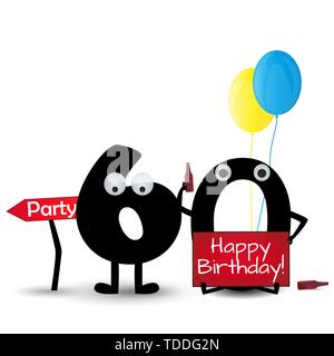 happy birthday card 60 party invitation template isolated on white background Stock Vector