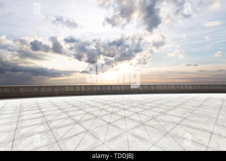Empty floor with cloudsky Stock Photo