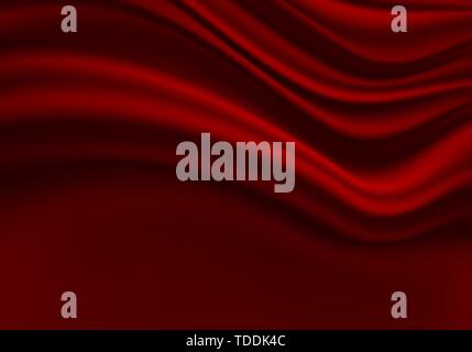 Red fabric curtain wave with black space design modern luxury background texture vector illustration. Stock Vector
