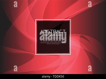 Abstract vector luxury red wave curve on black with square banner white frame  template design modern background illustration. Stock Vector