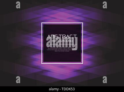 Abstract vector luxury purple line light woven on black with square banner white frame  template design modern background illustration. Stock Vector