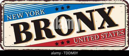 Bronx vintage rusty metal sign on a white background, vector illustration Stock Vector