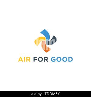 colorful air fan propeller line logo vector Stock Vector