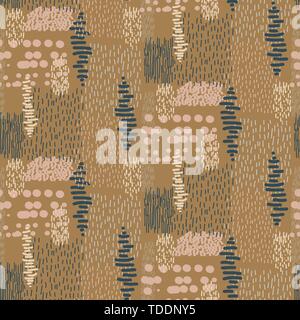 Abstract seamless brown brushed texture repeat pattern. Stock Vector