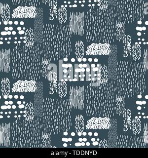 Stitch abstract texture blue repeat seamless vector pattern. Stock Vector