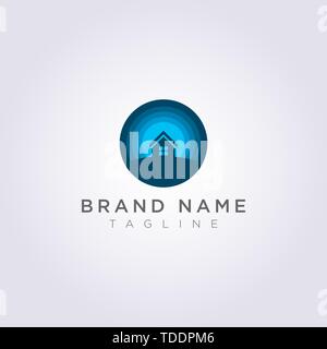 Design a home logo on the moon with stars for your Business or Brand. Stock Vector