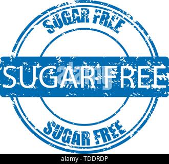 Sugar free rubber stamp for sugarless product. Sweets sugar free for diabetes, vector illustration Stock Vector