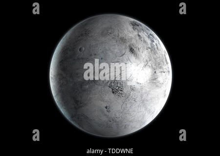 Eris dwarf planet in the outer space. 3D Rendering. Stock Photo