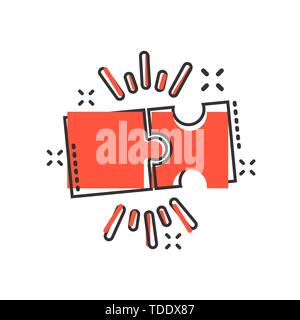 Puzzle compatible icon in comic style. Jigsaw agreement vector cartoon illustration on white isolated background. Cooperation solution business concep Stock Vector