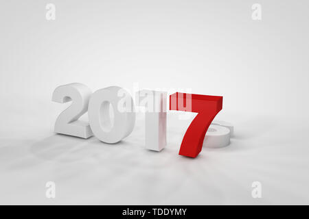 3d 2017 new year on white Stock Photo