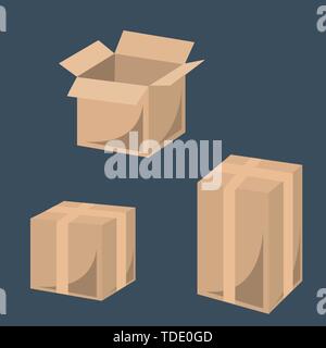 Cardboard box vector illustration set Stock Vector