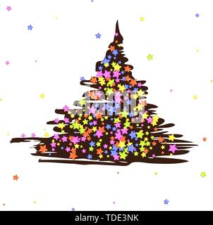 Sprinkle with grains of desserts. Abstract pattern with sprinkles grainy of black chocolate christmas tree. Design for holiday designs, party, birthda Stock Vector