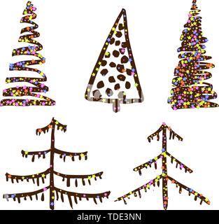 Sprinkle with grains of desserts. Abstract pattern with sprinkles grainy of black chocolate christmas tree. Design for holiday designs, party, birthda Stock Vector