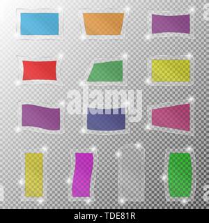 Vector set of colored glass plates for banner on a transparent background. Stock Vector