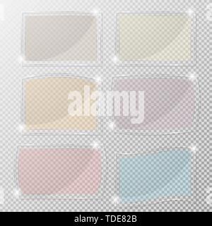 Vector set of colored glass plates for banner on a transparent background. Stock Vector