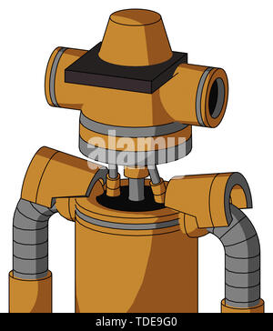 Portrait style peach droid with cone head and black visor cyclops . Stock Photo