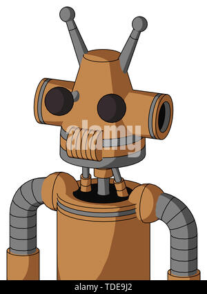 Portrait style peach mech with cone head and speakers mouth and two eyes and double antenna . Stock Photo