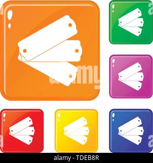 Three tags icons set vector color Stock Vector