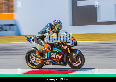 Barcelona, Spain. 15th June, 2019. LUCA MARINI (10) of Italy and SKY Racing Team VR46 during the MOTO 2 Free Practice 3 of the Ctalunya Grand Prix at Circuit de Barcelona racetrack in Montmelo, Spain on June 15, 2019 (Photo: Alvaro Sanchez) Credit: CORDON PRESS/Ģ����ý Live News Credit: CORDON PRESS/Ģ����ý Live News Stock Photo