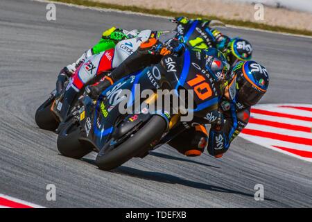 Barcelona, Spain. 15th June, 2019. LUCA MARINI (10) of Italy and SKY Racing Team VR46 during the MOTO 2 Free Practice 3 of the Ctalunya Grand Prix at Circuit de Barcelona racetrack in Montmelo, Spain on June 15, 2019 (Photo: Alvaro Sanchez) Credit: CORDON PRESS/Ģ����ý Live News Credit: CORDON PRESS/Ģ����ý Live News Stock Photo