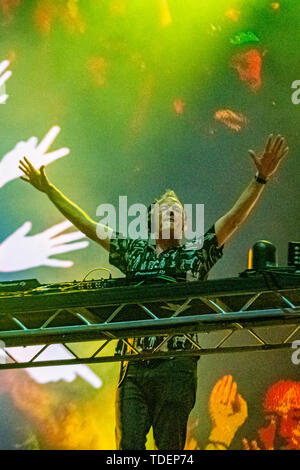 Newport, Isle of Wight, UK. 15th June 2019. Fat Boy Slim at Isle of Wight Festival. Credit: Jim Houlbrook/Alamy Live News Stock Photo