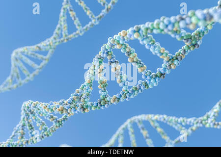 Spherical spiral DNA, three-dimensional rendering Stock Photo