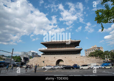 Seoul, Korea - Jun 2019: Filming around Dongdaemun Gate(Heunginjimun), Seoul, South Korea Stock Photo