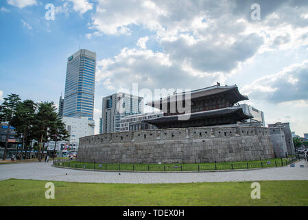 Seoul, Korea - Jun 2019: Filming around Dongdaemun Gate(Heunginjimun), Seoul, South Korea Stock Photo