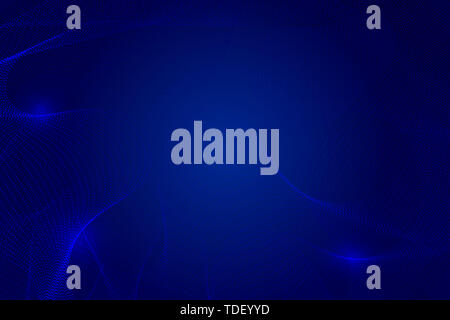 Abstract background of blue wave points, dynamic particles Stock Photo