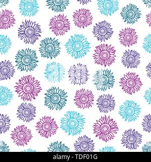 Multicolored sun flower seamless pattern background.  Stock Vector