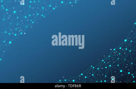 Interconnected dot wire material with a sense of technology. Big data concept background. Stock Photo