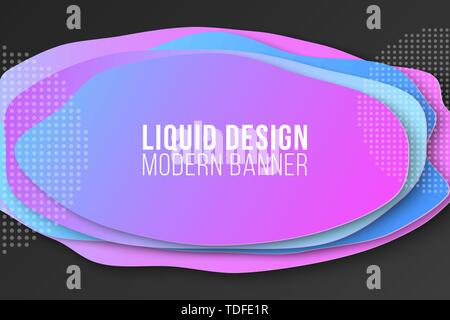 Liquid style banner. Fluid design. Colorful shapes. Abstract elements. Template for your design. Vector Illustration. EPS 10 Stock Vector