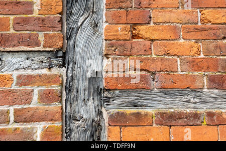 Detail of a 17th Century Red brick and Timber-frame house Stock Photo