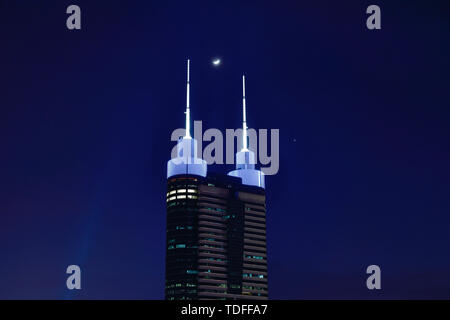 City Scenery Night View of Luohu Diwang Building, Shenzhen Stock Photo