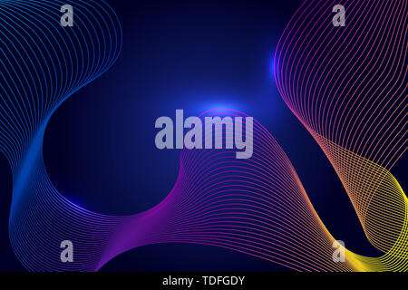 Colorful gradient glowing wave line abstract background Stock Photo