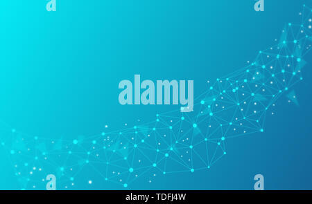 Interconnected dot wire material with a sense of technology. Big data concept background. Stock Photo
