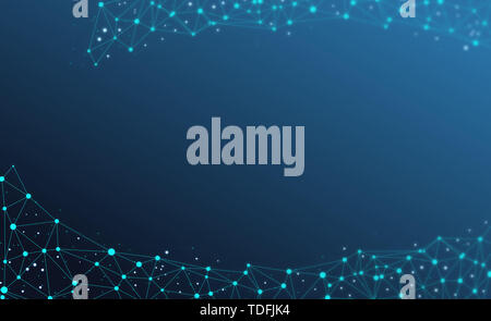 Interconnected dot wire material with a sense of technology. Big data concept background. Stock Photo