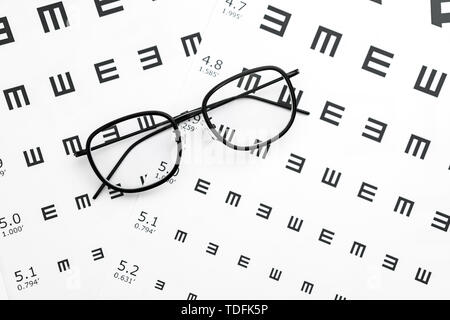 Black glasses and visual meter on white background Stock Photo - Alamy