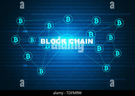 Blockchain Business Internet Network Concept Creative Map Stock Photo