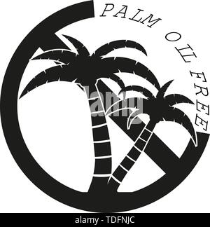 round black and white palm oil free label with palm tree vector illustration Stock Vector