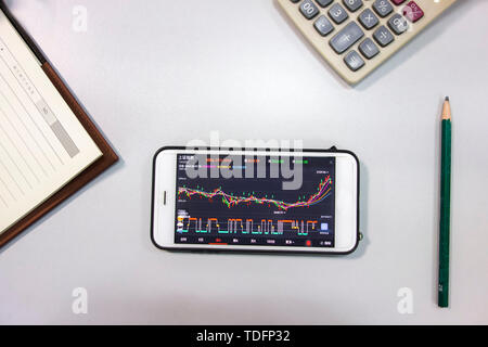 Books, pens, cell phones and calculators on your desk Stock Photo