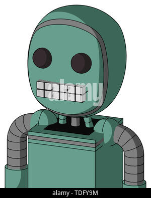 Portrait style green mech with bubble head and keyboard mouth and two eyes . Stock Photo