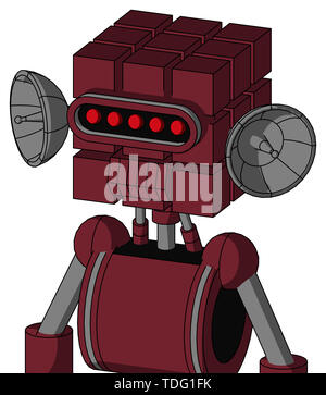 Portrait style red droid with cube head and toothy mouth and visor eye . Stock Photo