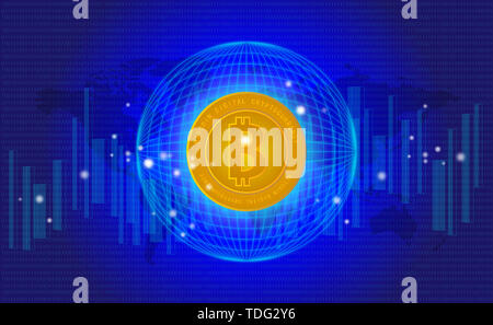 Digital financial currency concept map Stock Photo