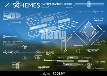 Schemes Flat Infographic Elements Collection Stock Vector